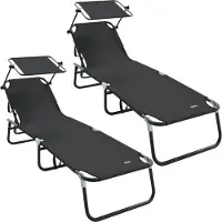 vidaXL Opvouwbare zonnebed 2 pcs Zwart 190 x 57 x 81 cm oxford