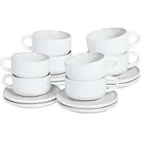 Beliani SESAME - Kop en schotel set van 8 - Off-white - Steengoed