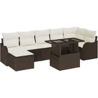 vidaXL Bankset, 8 stuks, bruin, polyrotan