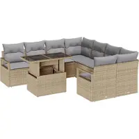 vidaXL Tuinbank Set 9 st 8-Aantal zitplaatsen Beige en Lichtgrijs