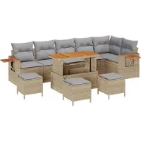 vidaXL Tuinbank Set 10 st 10-Aantal zitplaatsen Beige en Lichtgrijs