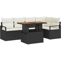 vidaXL Tuinbank Set 6 st 5-Aantal zitplaatsen Zwart en Crème