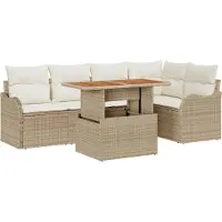 vidaXL Tuinbank Set 6 st 5-zits Beige en Crème poly rattan
