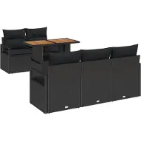 vidaXL Tuinbank Set 6 st 5-Aantal zitplaatsen Zwart