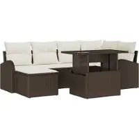 vidaXL Tuinbank Set 7 st Bruin Poly rattan