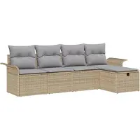 vidaXL Tuinbank Set 5 st Poly rattan