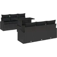 vidaXL Tuinbank Set 7 st Zwart Poly Riet