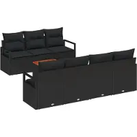 vidaXL Tuinbank Set 8 st Zwart poly rattan