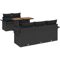 vidaXL Tuinbank Set 6 st Zwart Poly rattan