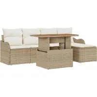 vidaXL Tuinbank Set 6 st Beige en Crème poly rattan