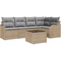 vidaXL Tuinbank Set 6 st Beige poly rattan
