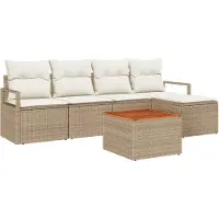 vidaXL Tuinbank Set 6 st Beige poly rattan