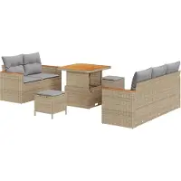 vidaXL Tuinbank Set 10 st 7-Aantal zitplaatsen Beige en Lichtgrijs