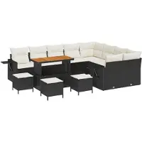 vidaXL Tuinbank Set 13 st 12-Aantal zitplaatsen Zwart en Crème