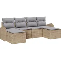 vidaXL Bankstel 6 st Beige en lichtgrijs poly rattan