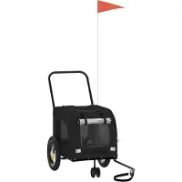 vidaXL Fietskar voor huisdieren met opslag Zwart 125 x 53 x 54 cm