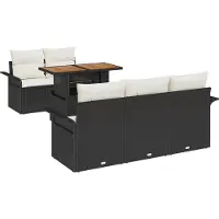 vidaXL Tuinbank Set 6 st Zwart Poly rattan