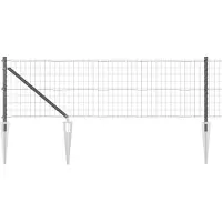 vidaXL Euro-hek met grondpennen 50 x 0,6 m PVC-Coated Staal Grijs Mesh