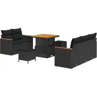 vidaXL Tuinbank Set 10 st 7-Aantal zitplaatsen Zwart poly rattan