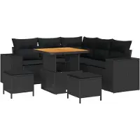 vidaXL Tuinbank Set 8 st 7-Aantal zitplaatsen Zwart poly rattan