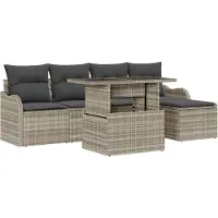 vidaXL Tuinbank Set 6 st Lichtgrijs [Synthetisch]: Polyrattan