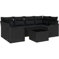 vidaXL Tuinbank Set Zwart 55 x 55 x 37 cm poly rattan