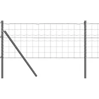vidaXL Euro-hek met grondbevestiging 25 x 0,6 m PVC-Coated Staal Grijs