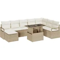 vidaXL Tuinbank Set 9 st Beige en Crème poly rattan
