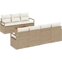 vidaXL Tuinset met 8 zitplaatsen, beige, van polyrotan