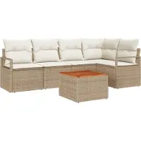 vidaXL Tuinbank Set 6 st Beige poly rattan