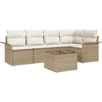 vidaXL Tuinbank Set 6 st Beige poly rattan