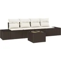 vidaXL Bankstel met kussen met kussen 5 pcs Bruin en Crème poly rattan