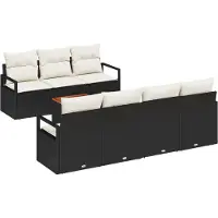 vidaXL Tuinset met 8 zitplaatsen, zwart, van polyrotan