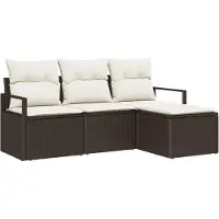 vidaXL Bankstel 4 st Bruin en Crème poly rattan