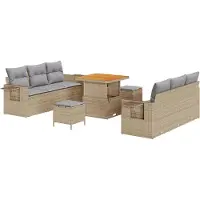 vidaXL Tuinbank Set 9 st 6-Aantal zitplaatsen Beige en Lichtgrijs