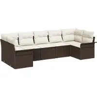 vidaXL Tuinbank Set met opslag 7 pcs Bruin Poly rattan