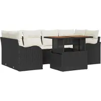 vidaXL Tuinbank Set 7 st Zwart en crème