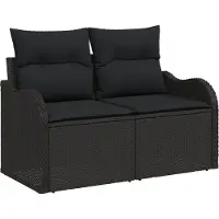vidaXL Tuinbank Set 8 st Zwart Poly rattan