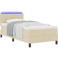 vidaXL Boxspring bed met kussen met hoofdeinde Crème 100 x 200 cm Stof