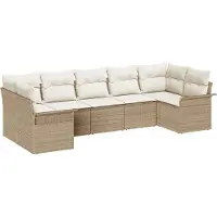 vidaXL Tuinbank Set 7 st Beige Poly rattan