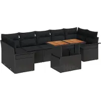 vidaXL Tuinbank Set 8 st Zwart Poly rattan