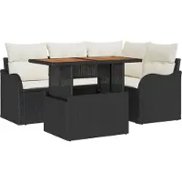 vidaXL Tuinset, 5-delig, zwart, polyrotan