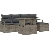 vidaXL Tuinbank Set 6 st Grijs Poly rattan