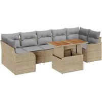 vidaXL Tuinbank Set 8 st Beige en Lichtgrijs poly rattan