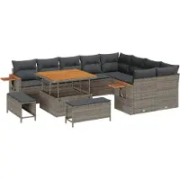 vidaXL Tuinbank Set 13 st 11-Aantal zitplaatsen Grijs poly rattan