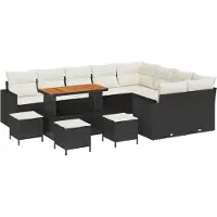 vidaXL Tuinbank Set 14 st 11-Aantal zitplaatsen Zwart en Crème