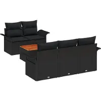 vidaXL Tuinbank Set 6 st 5-Aantal zitplaatsen Zwart poly rattan