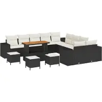 vidaXL Tuinbank Set 14 st Zwart en Crème poly rattan