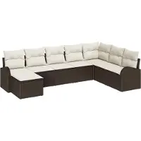 vidaXL Bankstel 8 st Bruin en wit poly rattan
