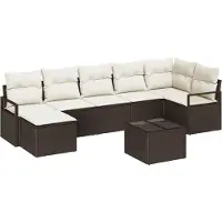 vidaXL Bankstel 8 st Bruin en Crème poly rattan